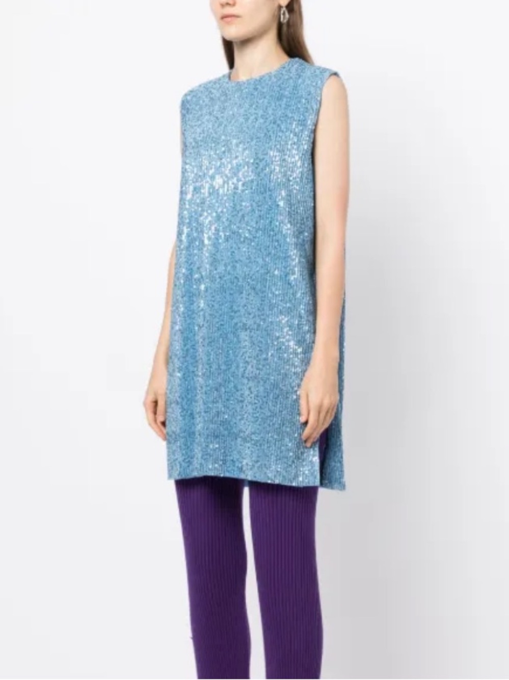 Stine Goya sequin tunic top in blue sz L